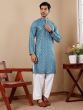 Blue Readymade Kurta Set In Sequins Work