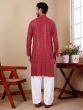 Red Festive Wear Readymade Kurta Set