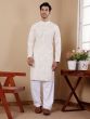 White Sequins Enhanced Men's Kurta Set