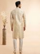 Cream Embroidered Kurta Pyjama In Silk