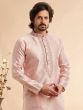 Light Pink Silk Kurta Pyjama For Mens