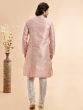 Light Pink Silk Kurta Pyjama For Mens