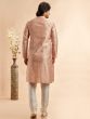 Peach Men's Kurta Set In Floral Work