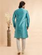 Blue Kurta Set In Floral Thread Work