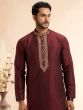 Maroon Floral Embroidered Kurta Pyjama