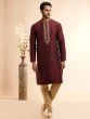 Maroon Floral Embroidered Kurta Pyjama