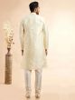 Ivory Cream Floral Work Kurta Set