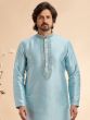 Blue Silk Kurta Pyjama Set For Men