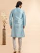 Blue Silk Kurta Pyjama Set For Men