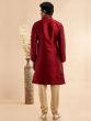 Red Festive Kurta Pyjama Set In Silk