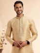 Beige Menswear Silk Kurta Pyjama Set