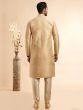 Beige Menswear Silk Kurta Pyjama Set