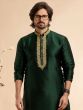 Dark Green Festive Wear Kurta Pyjama