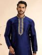 Navy Blue Kurta Set In Floral Work