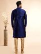 Navy Blue Kurta Set In Floral Work