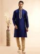 Navy Blue Kurta Set In Floral Work