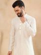 White Sequins Work Men's Kurta Pyjama