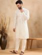 White Sequins Work Men's Kurta Pyjama