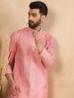 Pink Menswear Embroidered Kurta Pyjama