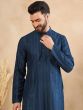 Navy Blue Kurta Set In Thread Work