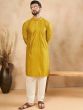 Yellow Men's Kurta Set In Sequins Work