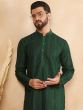 Dark Green Festive Silk Kurta Pyjama Set