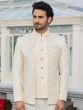 Cream Jacketed Style Bandhgala Suit For Men