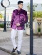 Purple Plain Velvet Wedding Bandhgala Suit