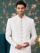 White Sequins Embellished Sherwani In Indowestern Style