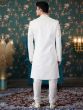 Off White Sequins Enhanced Groom's Sherwani In Art Silk