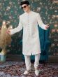 Off White Sequins Enhanced Groom's Sherwani In Art Silk