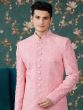 Baby Pink Heavy Embroidered Sherwani For Mens In Silk