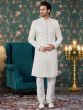 Off White Art Silk Wedding Sherwani In Sequins Work