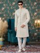 Cream Sequins Work Indowestern Style Sherwani Set