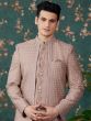 Brown Wedding Wear Silk Indowestern Set For Mens