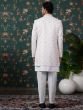 White Art Silk Indowestern Set With Embroidered Jacket