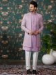 Purple Embroidered Indowestern With Open Jacket In Silk