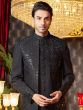 Black Sequins Augmented Indowestern In Art Silk