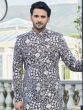 Grey Embroidered Bandhgala Style Mens Indowestern