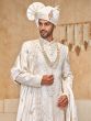 White Groom's Embroidered Sherwani With Stole