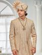 Golden Wedding Wear Embroidered Sherwani In Silk