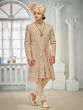 Golden Wedding Wear Embroidered Sherwani In Silk