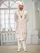 White Floral Thread Embellished Layered Sherwani