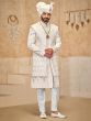 Off White Wedding Sherwani In Stone Embellishment