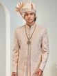 Cream Layered Style Sherwani Set In Stone Work