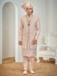 Cream Layered Style Sherwani Set In Stone Work