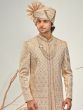 Ivory Golden Stone Embroidered Sherwani Set In Silk