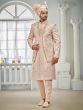 Cream Heavy Floral Enhanced Sherwani For Groom