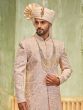 Peach Thread Embellished Wedding Sherwani Set