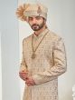 Golden Sequins Embroidered Men's Sherwani In Silk